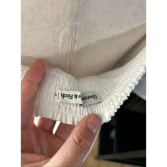 Abercrombie Fitch Ruched Bodice Puff Sleeve Mini Dress White M - Picture 7 of 9